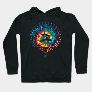 Oceanic Whitetip Shark Rainbow Tie Dye Hoodie